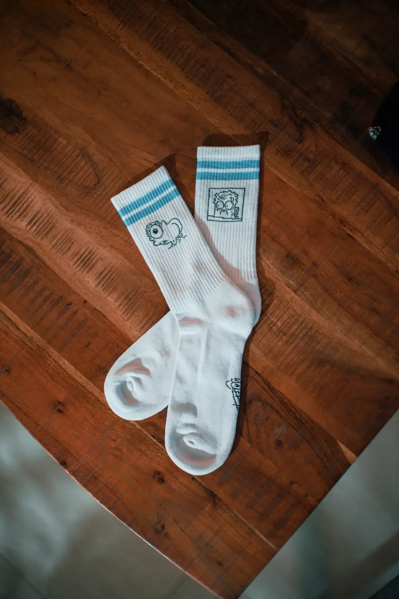 Plankton Socken Weiß/Cyan