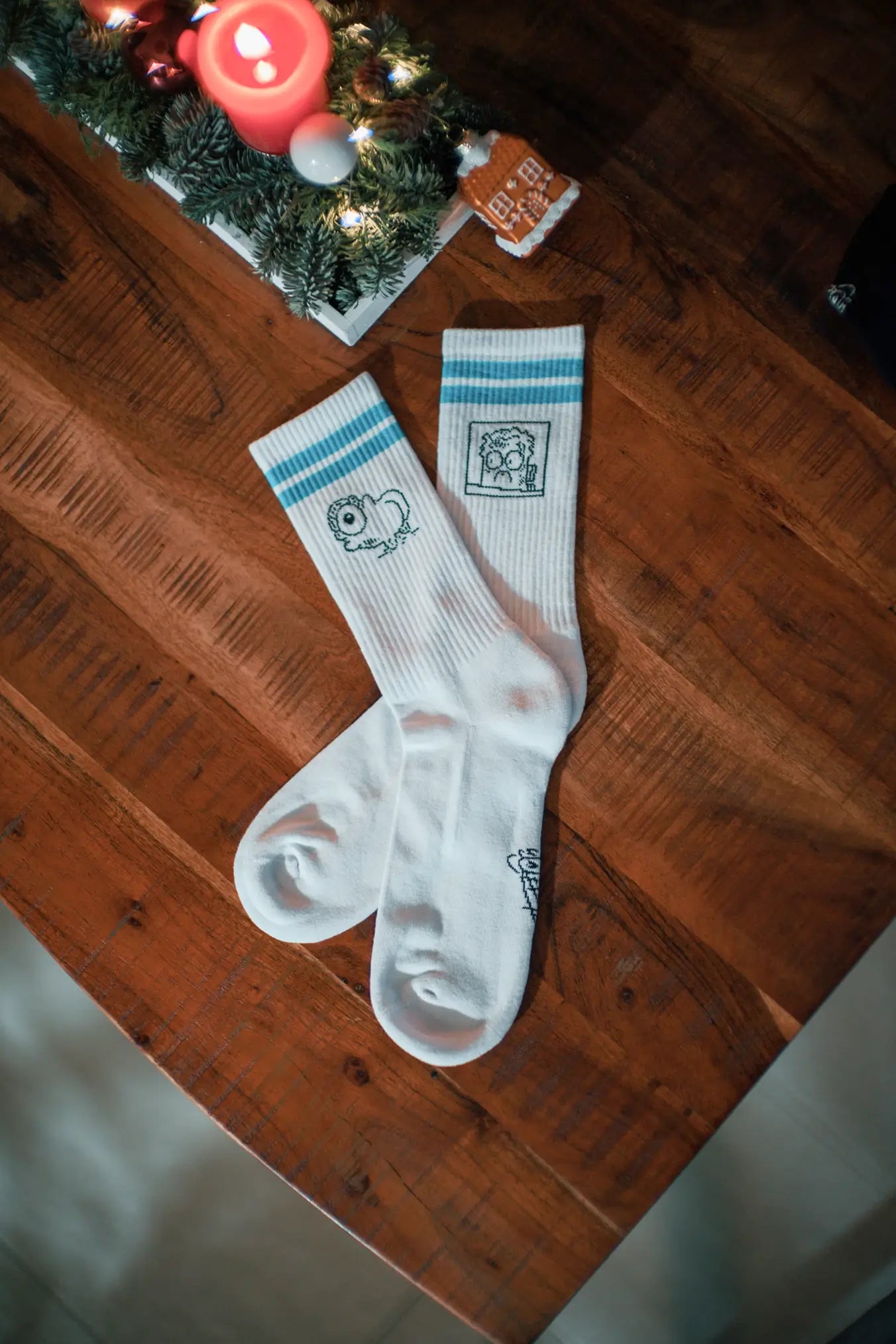 Plankton Socken Weiß/Cyan